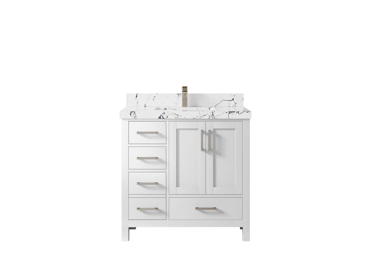 Malibu 36 in. W x 22 in. D Bathroom Vanity Center Sink 2 - Willow Bath and Vanity
