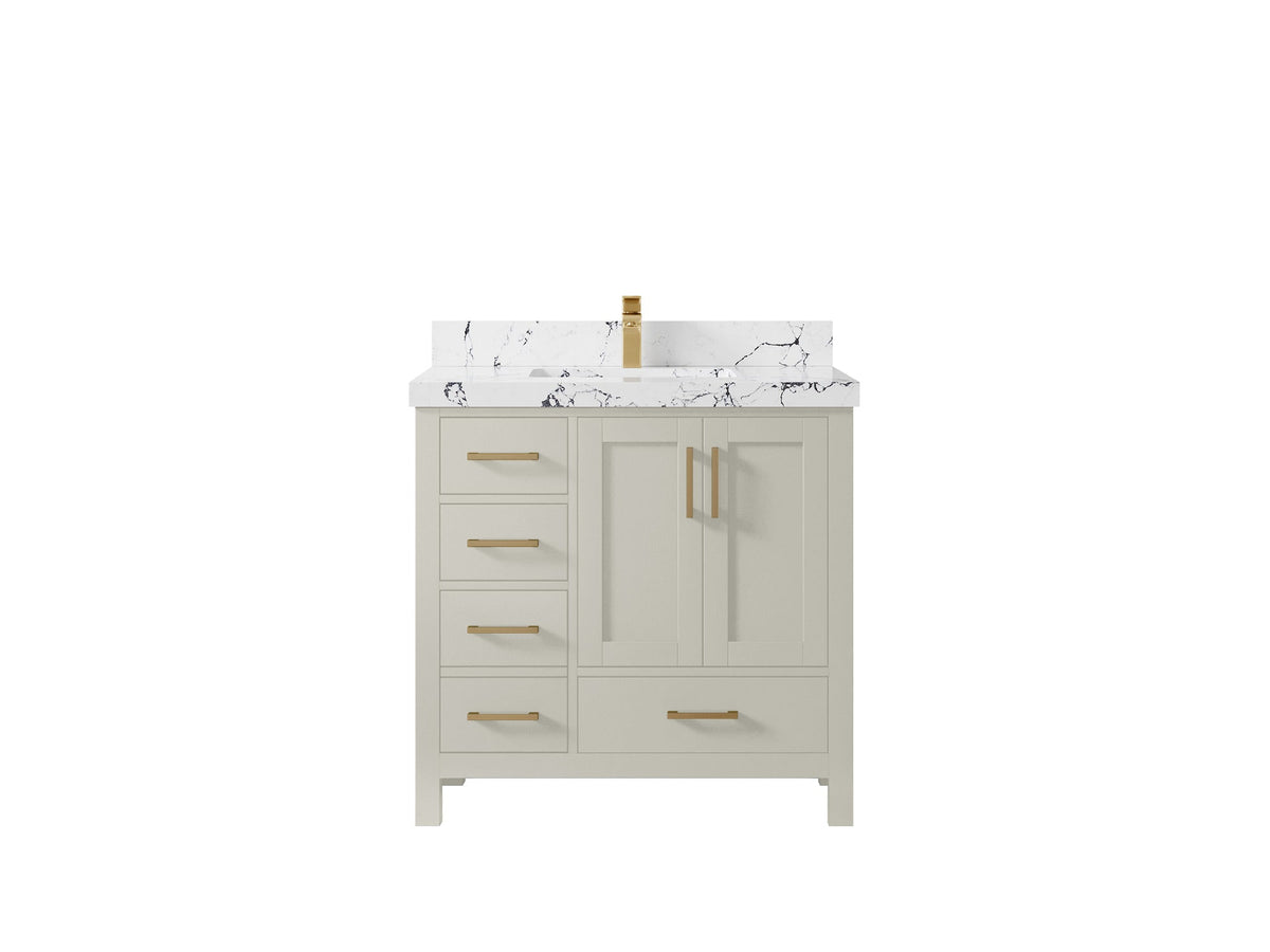 Malibu 36 in. W x 22 in. D Bathroom Vanity Center Sink 2 - Willow Bath and Vanity