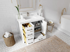 Malibu 36 in. W x 22 in. D with Center Sink Bathroom Vanity - photo 3