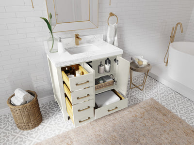 Malibu 36 in. W x 22 in. D Bathroom Vanity Center Sink 2 - Willow Bath and Vanity