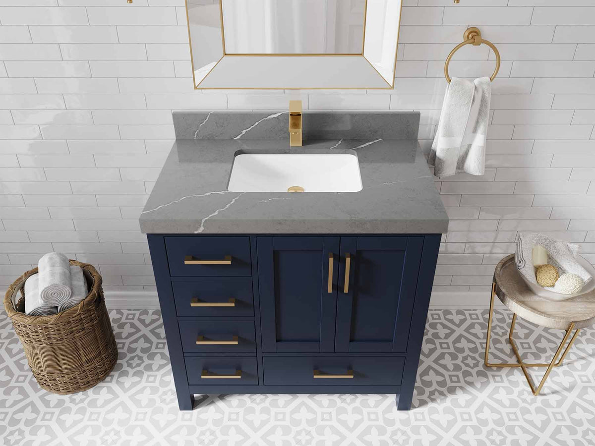 Malibu 36 in. W x 22 in. D Bathroom Vanity Center Sink 2 - Willow Bath and Vanity