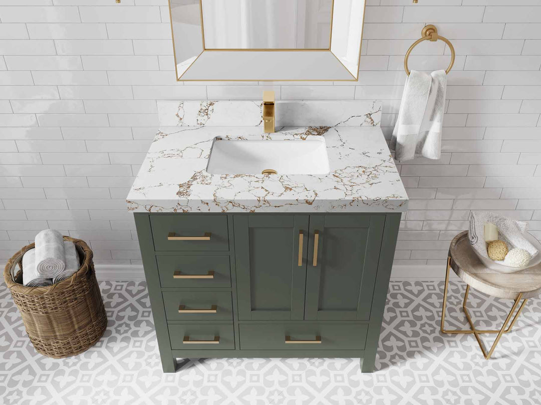 Malibu 36 in. W x 22 in. D Bathroom Vanity Center Sink 2 - Willow Bath and Vanity