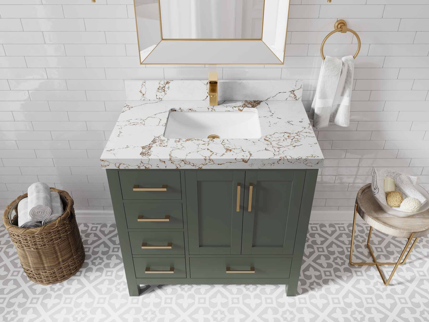Malibu 36 in. W x 22 in. D Bathroom Vanity Center Sink 2 - Willow Bath and Vanity