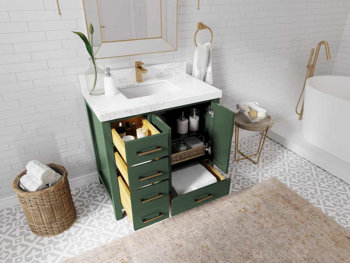 Malibu 36 in. W x 22 in. D Bathroom Vanity Center Sink 2 - Willow Bath and Vanity