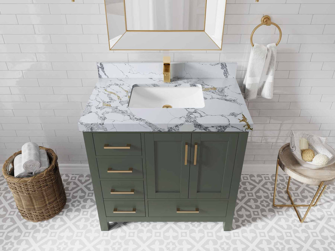 Malibu 36 in. W x 22 in. D Bathroom Vanity Center Sink 2 - Willow Bath and Vanity