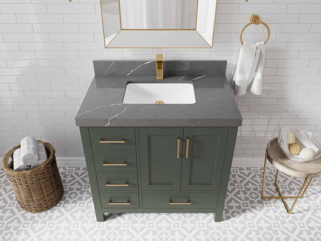 Malibu 36 in. W x 22 in. D Bathroom Vanity Center Sink 2 - Willow Bath and Vanity