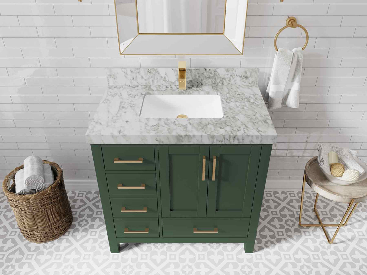 Malibu 36 in. W x 22 in. D Bathroom Vanity Center Sink 2 - Willow Bath and Vanity