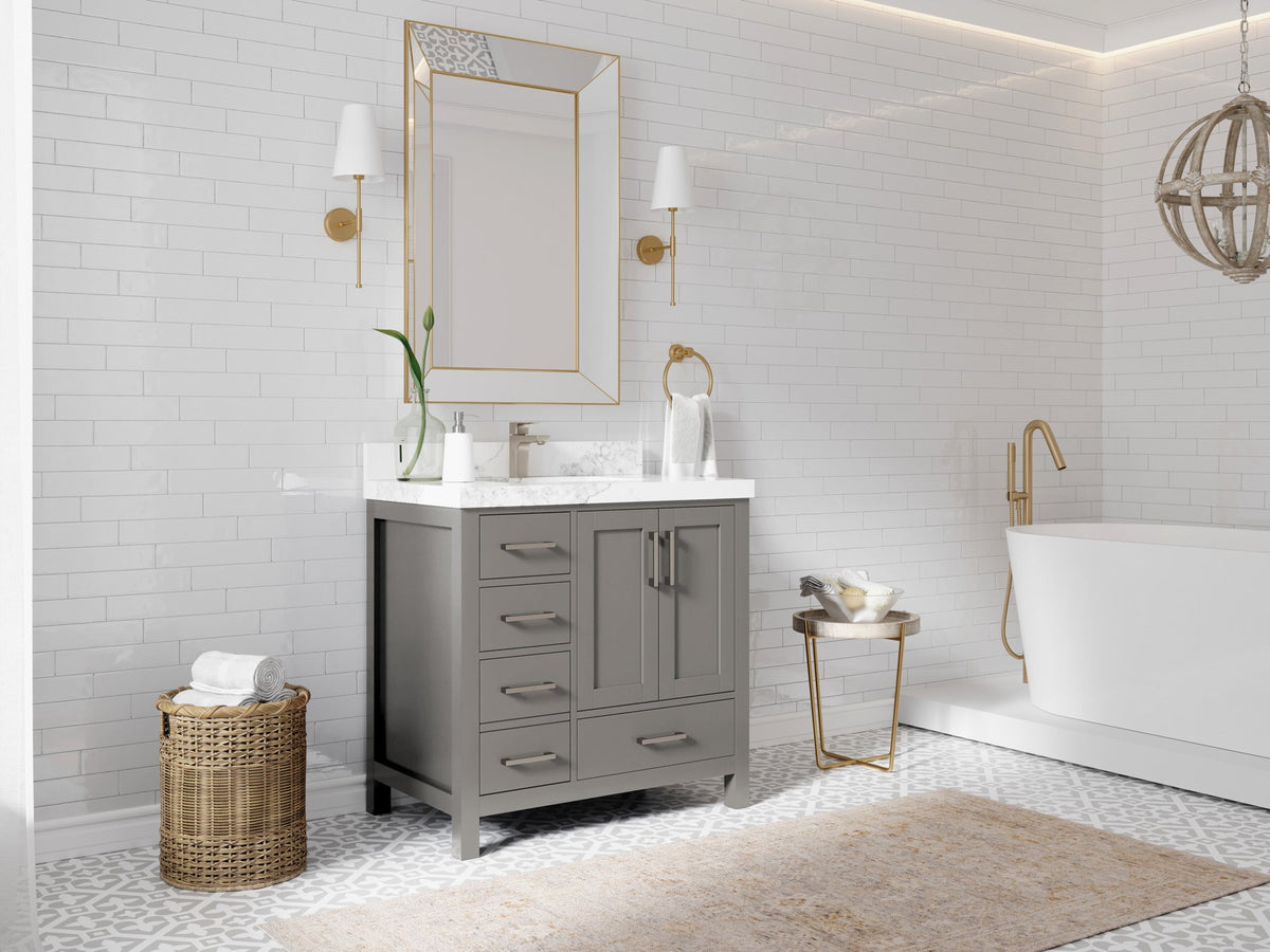 Malibu 36 in. W x 22 in. D Bathroom Vanity Center Sink 2 - Willow Bath and Vanity