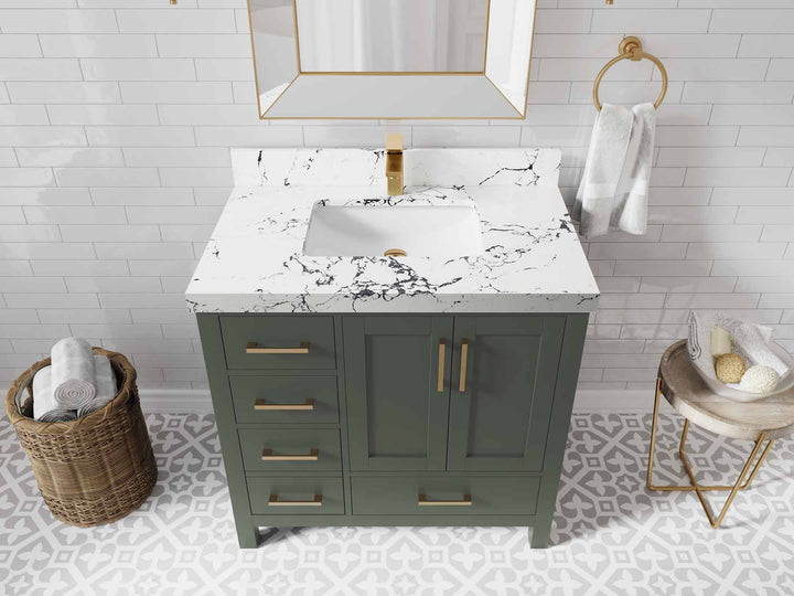 Malibu 36 in. W x 22 in. D Bathroom Vanity Center Sink 2 - photo 45