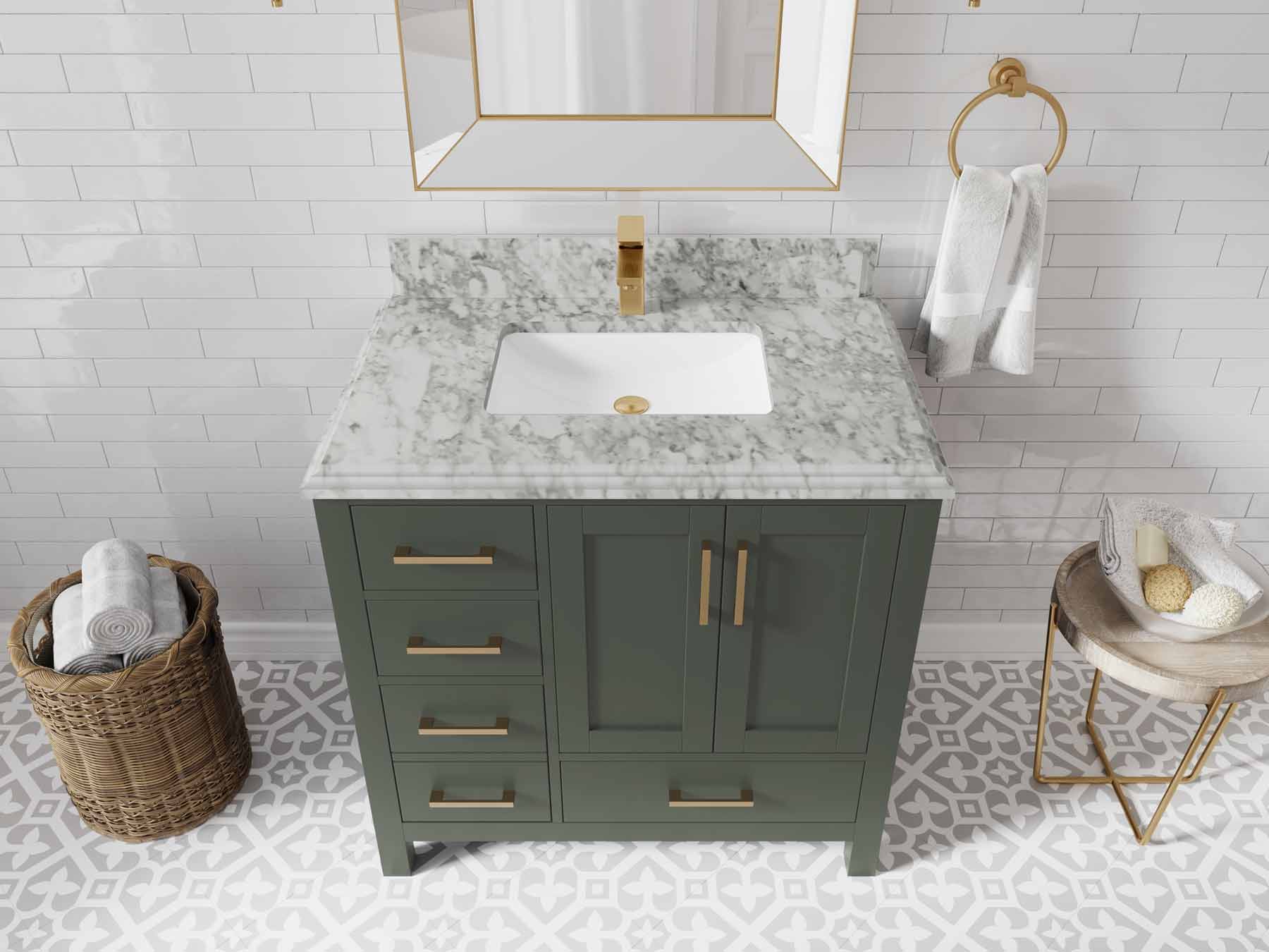 Malibu 36 in. W x 22 in. D Bathroom Vanity Center Sink 2 - Willow Bath and Vanity