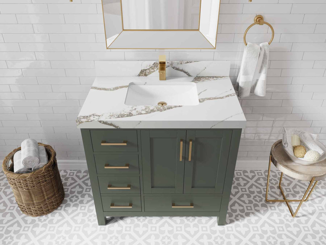 Malibu 36 in. W x 22 in. D Bathroom Vanity Center Sink 2 - Willow Bath and Vanity