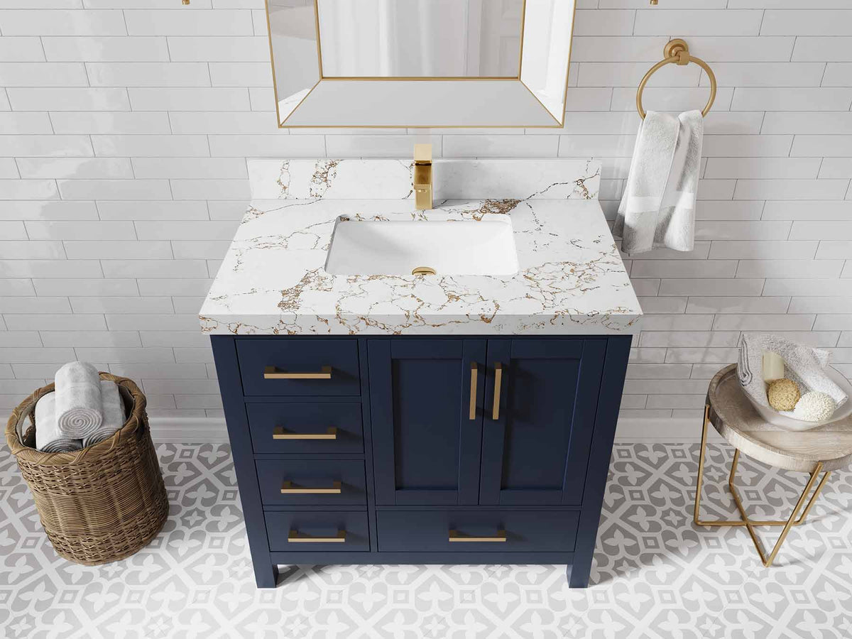 Malibu 36 in. W x 22 in. D Bathroom Vanity Center Sink 2 - Willow Bath and Vanity