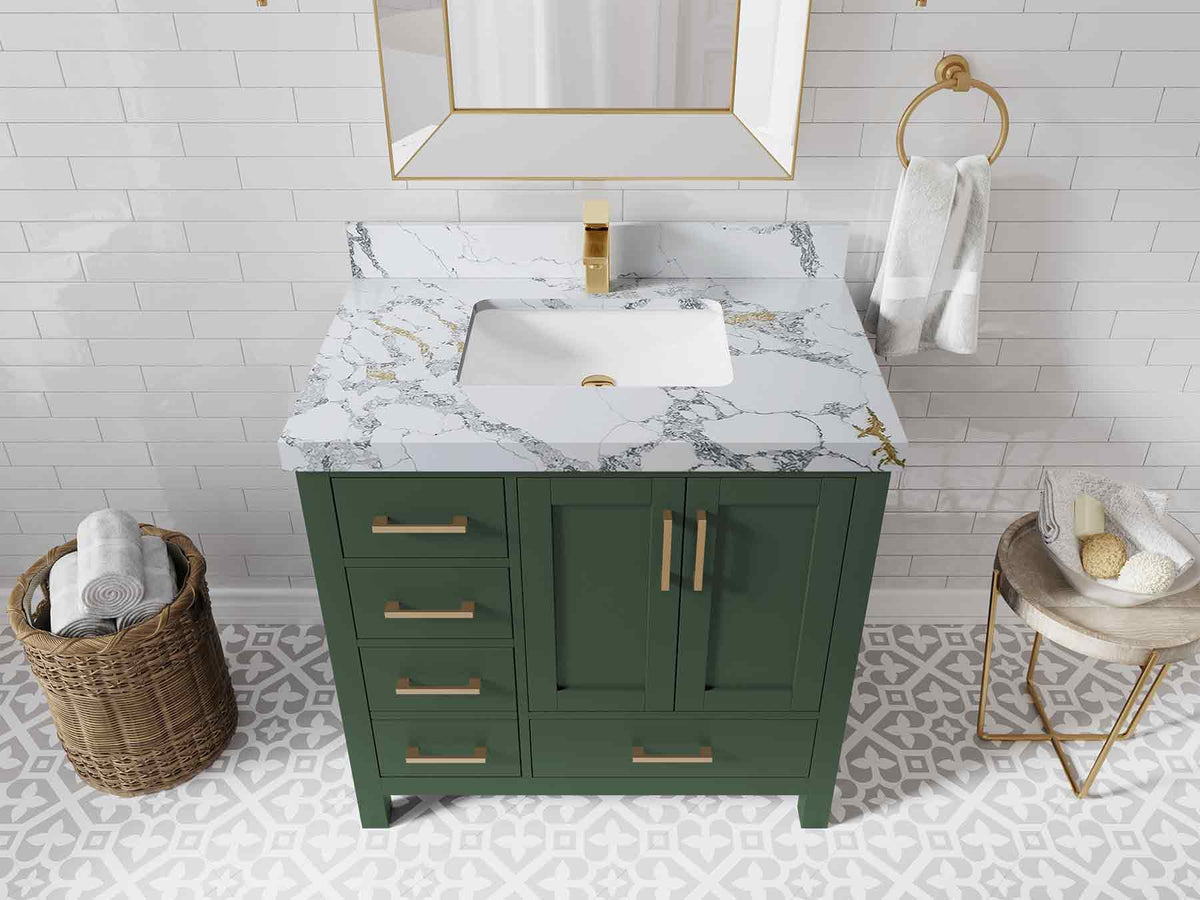 Malibu 36 in. W x 22 in. D Bathroom Vanity Center Sink 2 - Willow Bath and Vanity