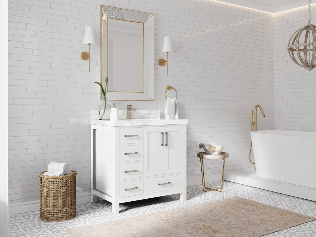 Malibu 36 in. W x 22 in. D Bathroom Vanity Center Sink 2 - Willow Bath and Vanity