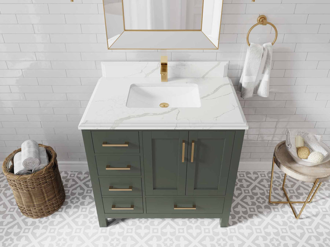 Malibu 36 in. W x 22 in. D Bathroom Vanity Center Sink 2 - Willow Bath and Vanity