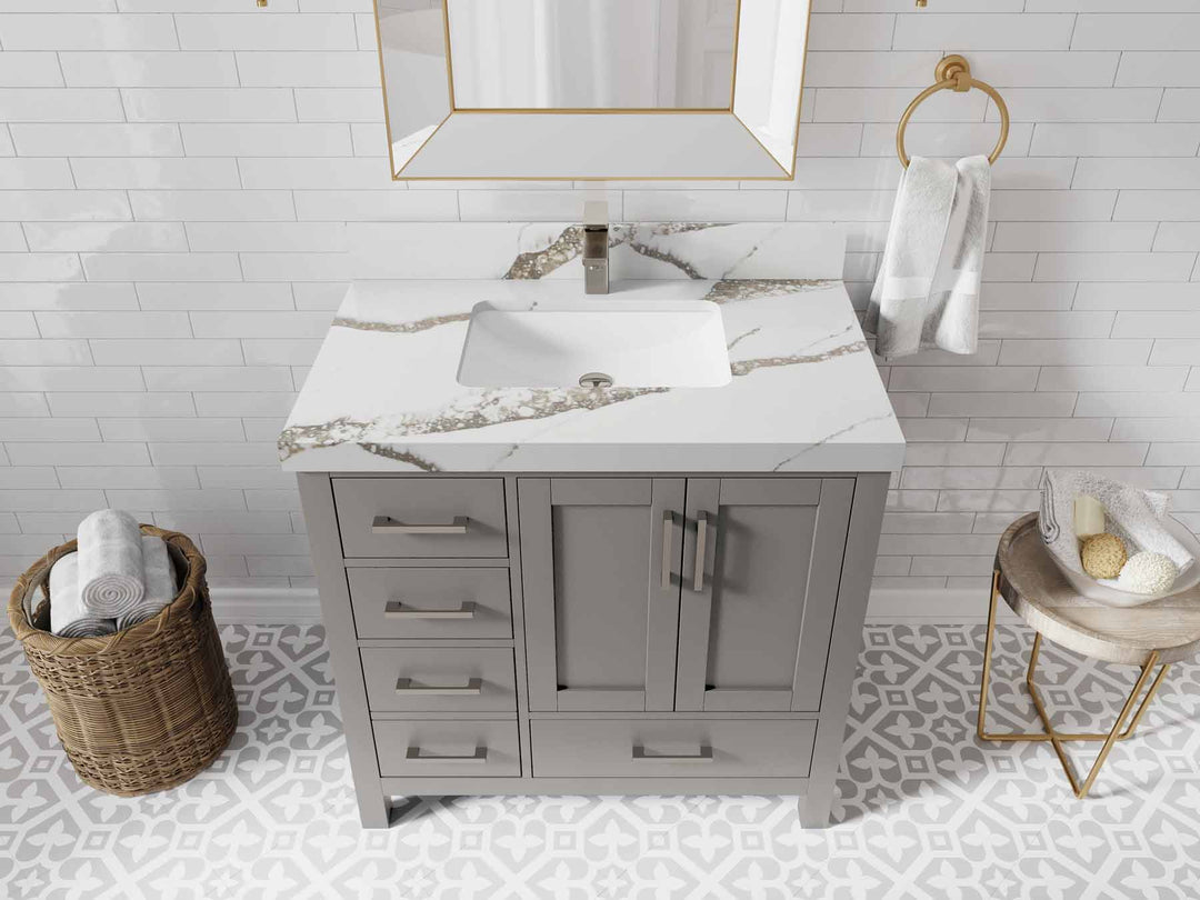 Malibu 36 in. W x 22 in. D Bathroom Vanity Center Sink 2 - Willow Bath and Vanity