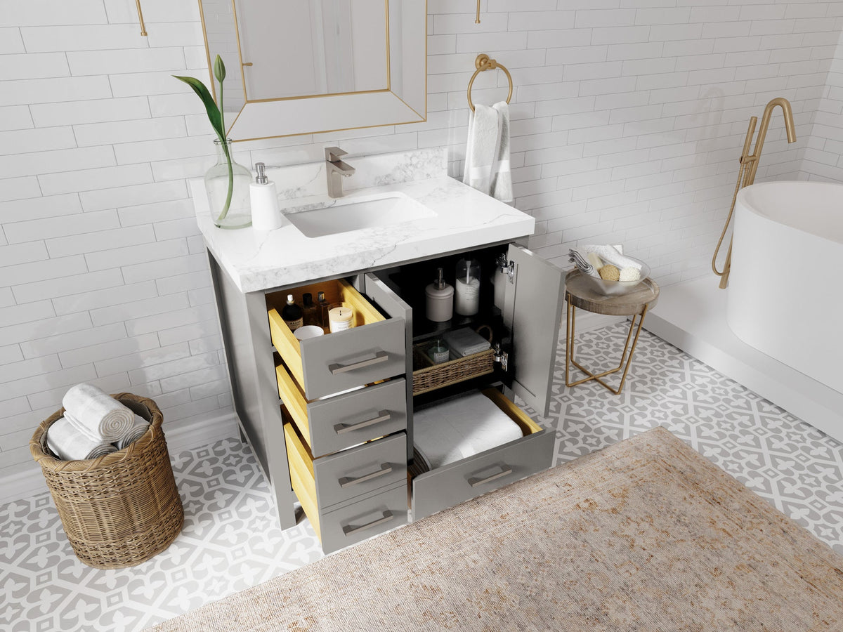 Malibu 36 in. W x 22 in. D Bathroom Vanity Center Sink 2 - Willow Bath and Vanity