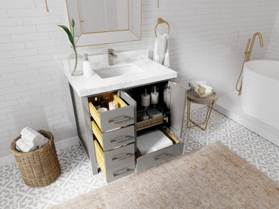 Malibu 36 in. W x 22 in. D Bathroom Vanity Center Sink 2 - Willow Bath and Vanity