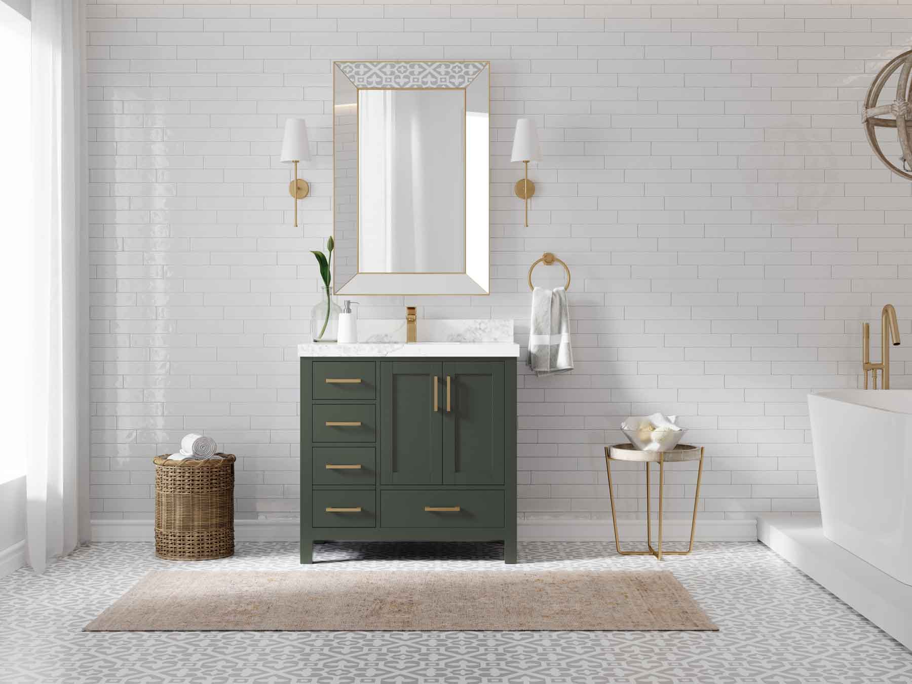 Malibu 36 in. W x 22 in. D Bathroom Vanity Center Sink 2 - Willow Bath and Vanity
