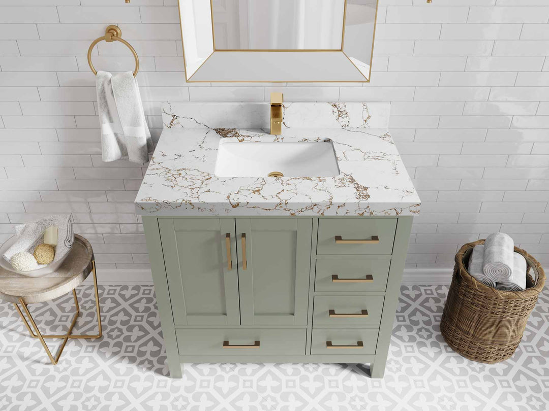 Malibu 36 in. W x 22 in. D Bathroom Vanity Center Sink - Willow Bath and Vanity