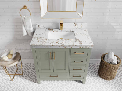 Malibu 36 in. W x 22 in. D Bathroom Vanity Center Sink - Willow Bath and Vanity