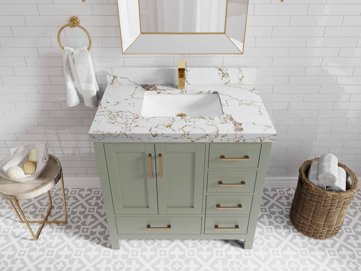 Malibu 36 in. W x 22 in. D Bathroom Vanity Center Sink - photo 39