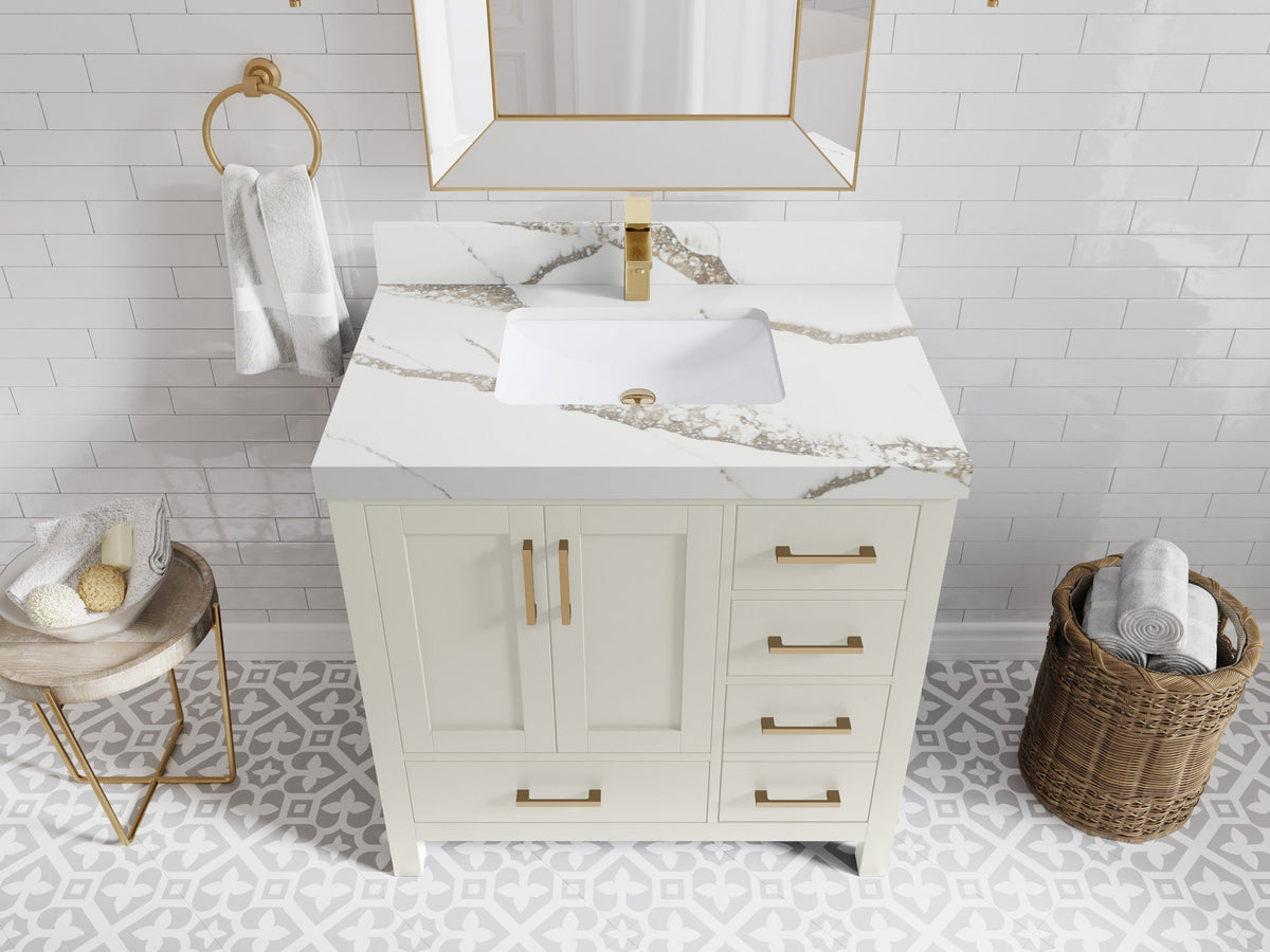 Malibu 36 in. W x 22 in. D Bathroom Vanity Center Sink - Willow Bath and Vanity