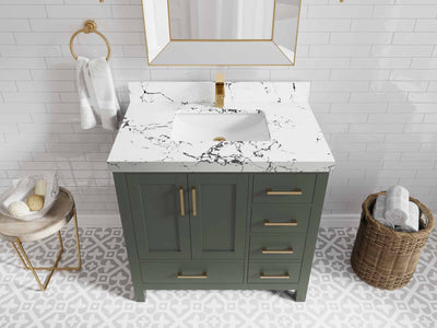 Malibu 36 in. W x 22 in. D Bathroom Vanity Center Sink - Willow Bath and Vanity