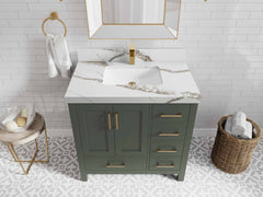 Malibu 36 in. W x 22 in. D Bathroom Vanity Center Sink - photo 17