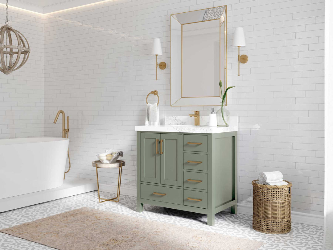 Malibu 36 in. W x 22 in. D Bathroom Vanity Center Sink - Willow Bath and Vanity