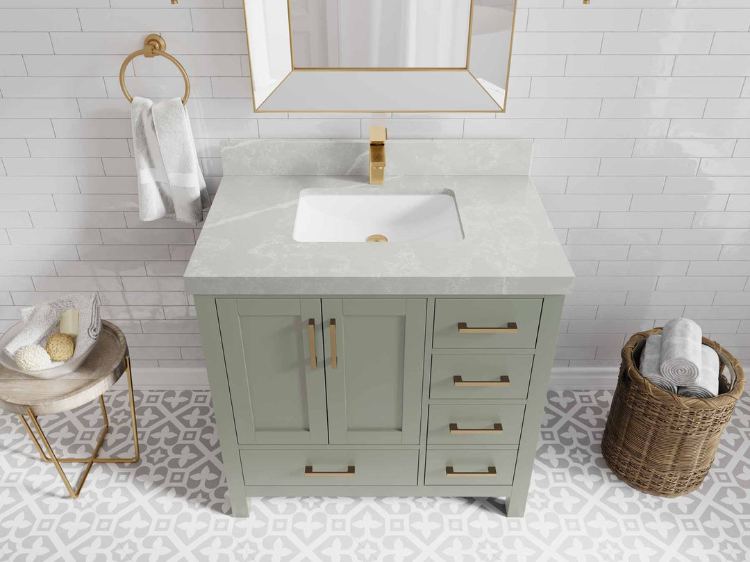 Malibu 36 in. W x 22 in. D Bathroom Vanity Center Sink - Willow Bath and Vanity