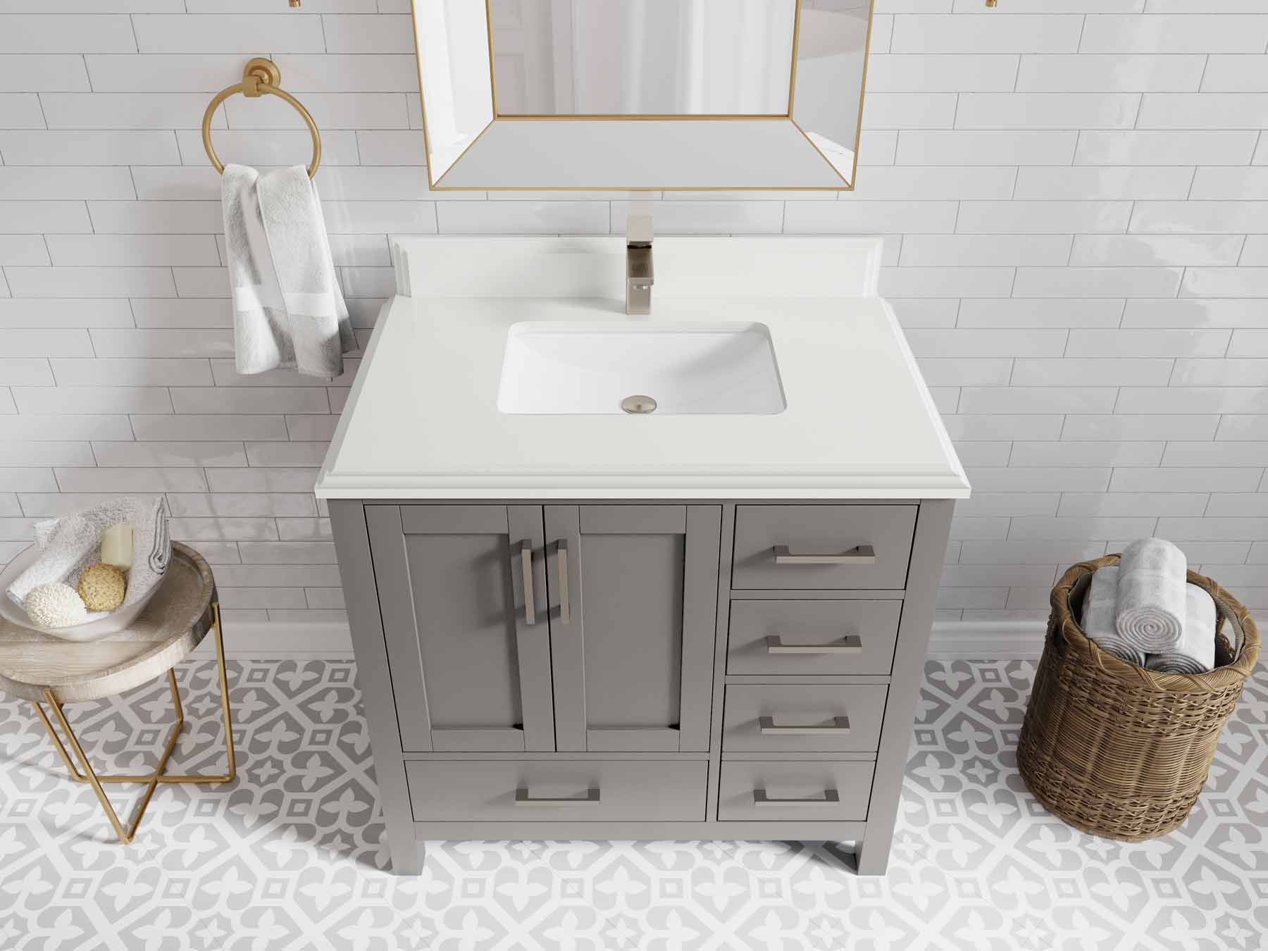 Malibu 36 in. W x 22 in. D Bathroom Vanity Center Sink - Willow Bath and Vanity