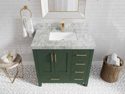 Malibu 36 in. W x 22 in. D Bathroom Vanity Center Sink - Willow Bath and Vanity
