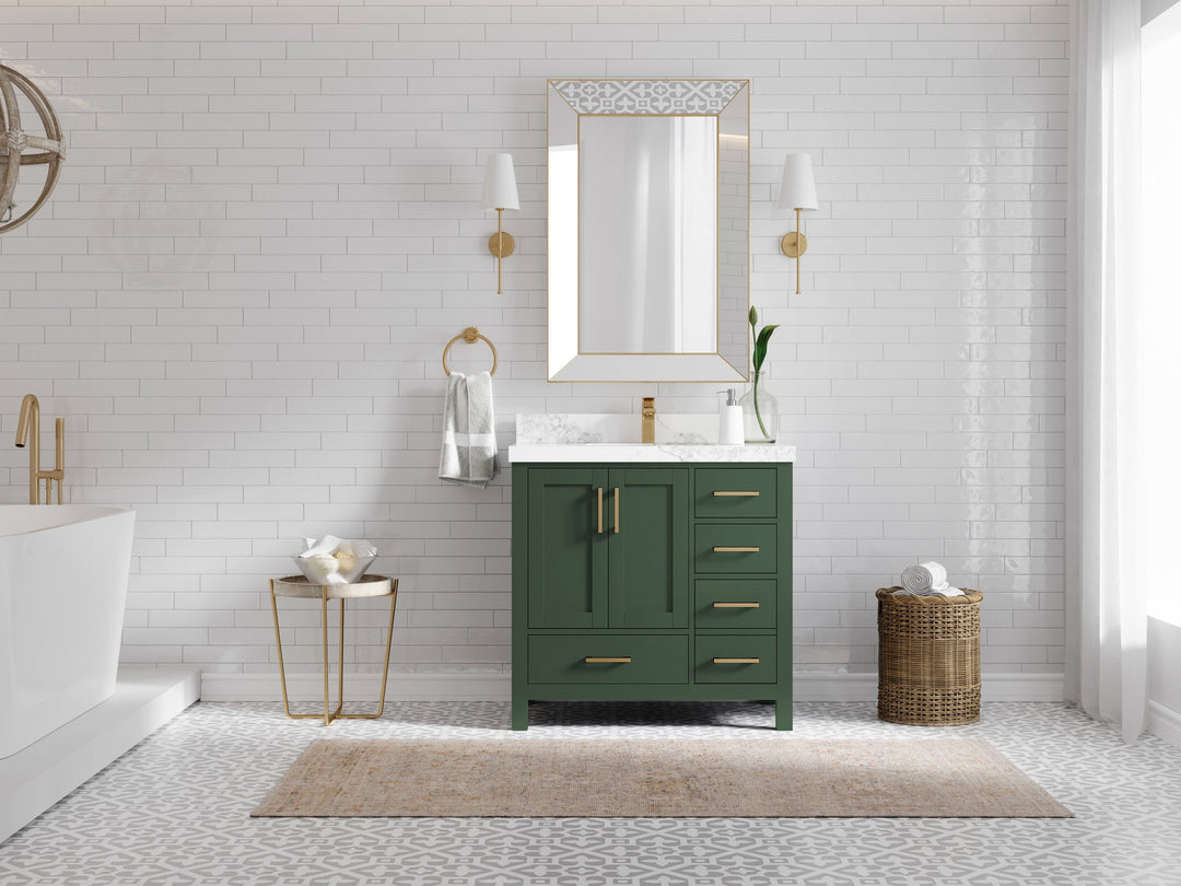 Malibu 36 in. W x 22 in. D Bathroom Vanity Center Sink - Willow Bath and Vanity