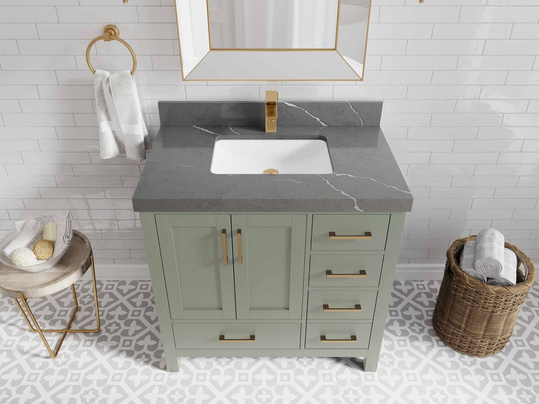 Malibu 36 in. W x 22 in. D Bathroom Vanity Center Sink - Willow Bath and Vanity