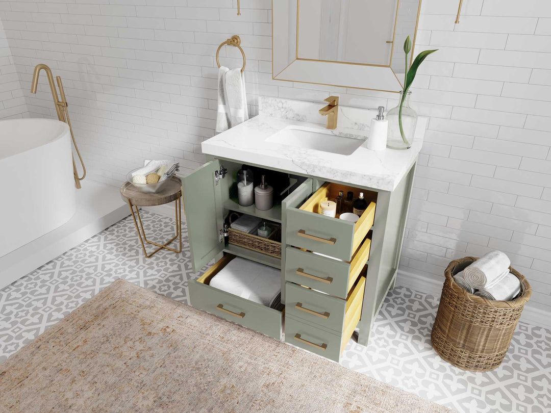 Malibu 36 in. W x 22 in. D Bathroom Vanity Center Sink - Willow Bath and Vanity