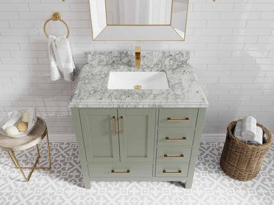 Malibu 36 in. W x 22 in. D Bathroom Vanity Center Sink - Willow Bath and Vanity