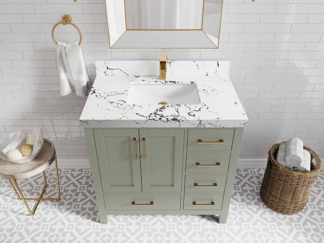 Malibu 36 in. W x 22 in. D Bathroom Vanity Center Sink - Willow Bath and Vanity