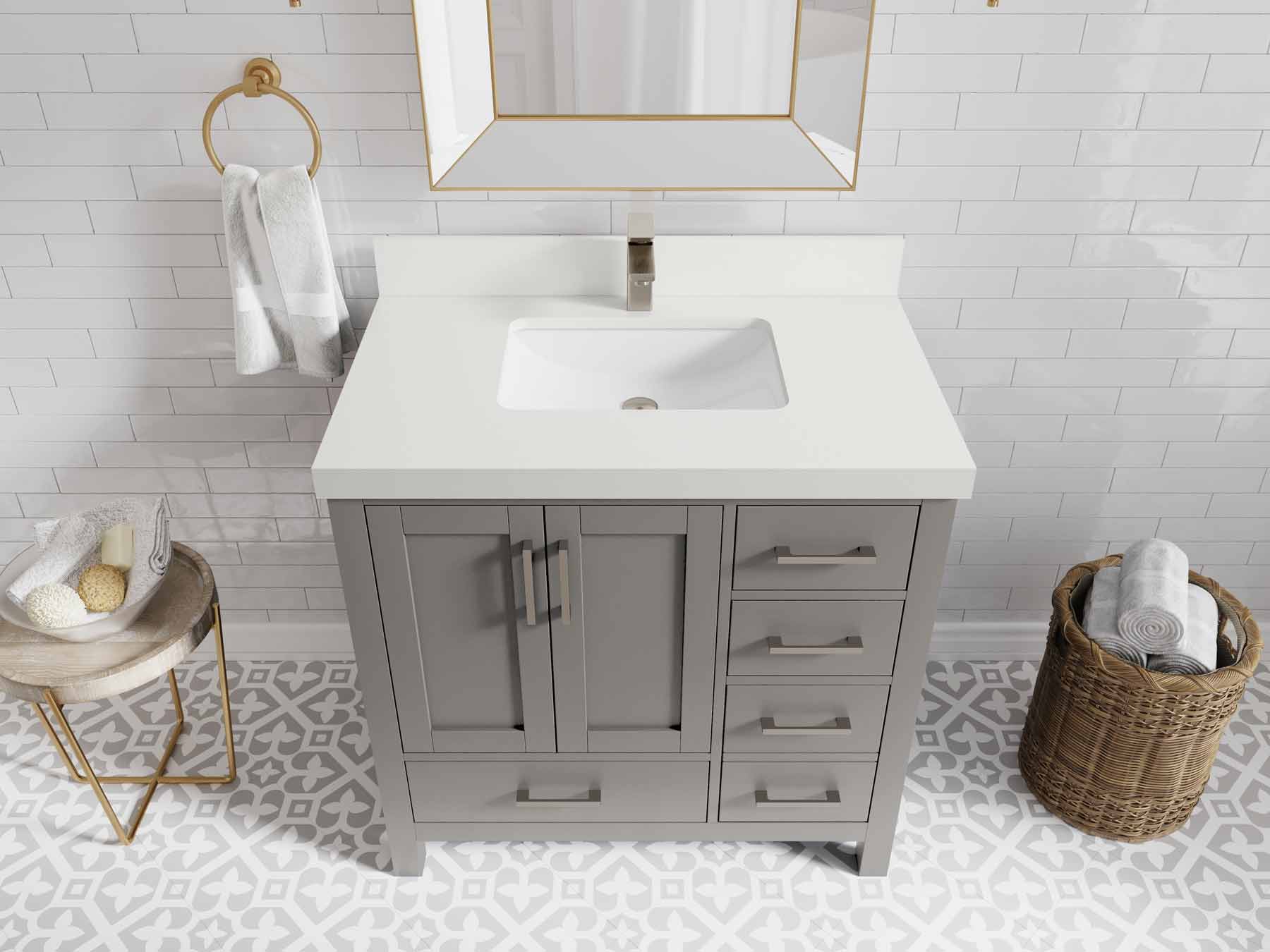 Malibu 36 in. W x 22 in. D Bathroom Vanity Center Sink - Willow Bath and Vanity