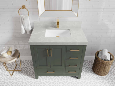 Malibu 36 in. W x 22 in. D Bathroom Vanity Center Sink - Willow Bath and Vanity
