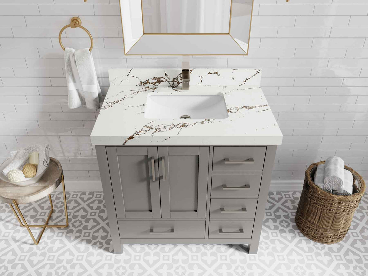 Malibu 36 in. W x 22 in. D Bathroom Vanity Center Sink - Willow Bath and Vanity
