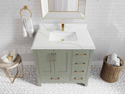 Malibu 36 in. W x 22 in. D Bathroom Vanity Center Sink - Willow Bath and Vanity