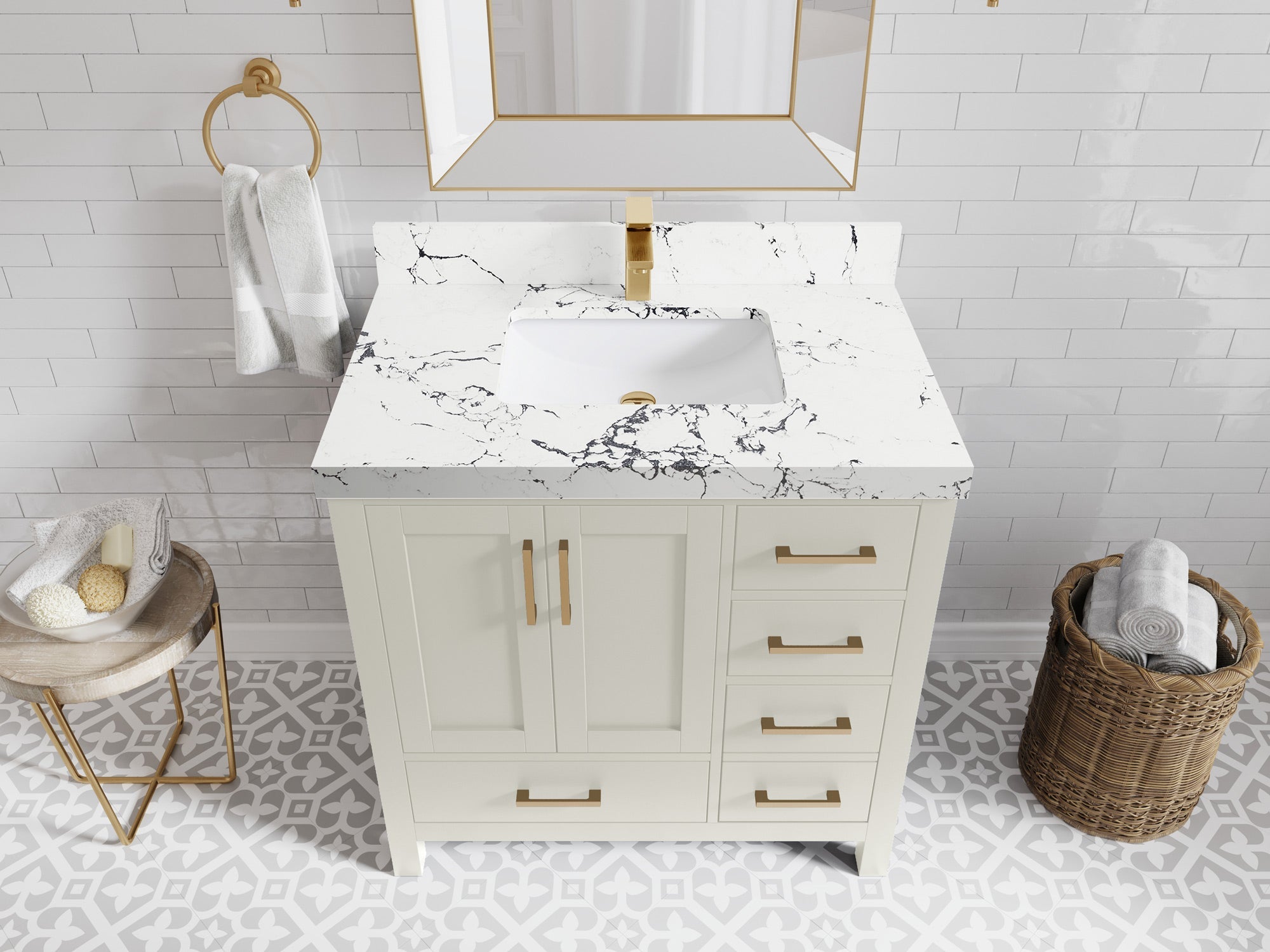 Malibu 36 in. W x 22 in. D Bathroom Vanity Center Sink - Willow Bath and Vanity