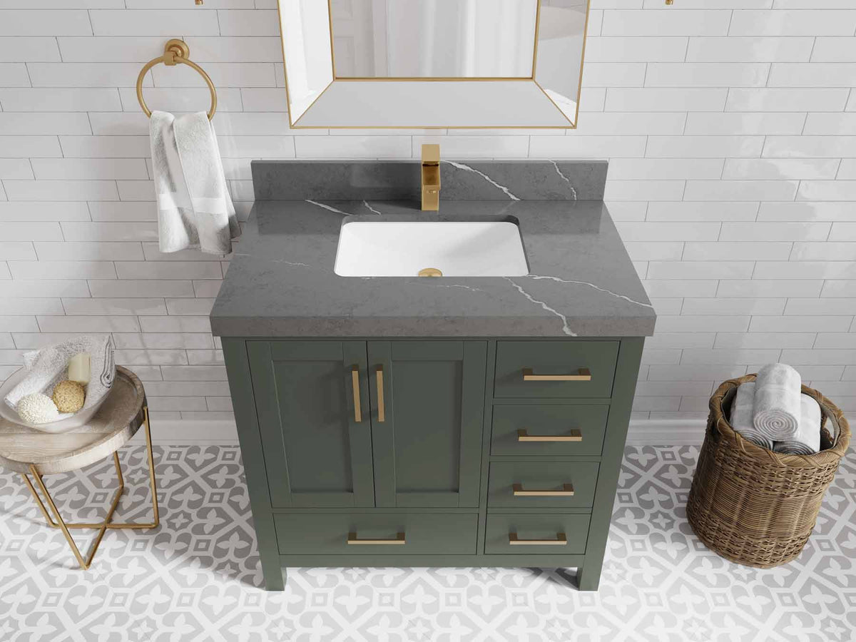 Malibu 36 in. W x 22 in. D Bathroom Vanity Center Sink - Willow Bath and Vanity