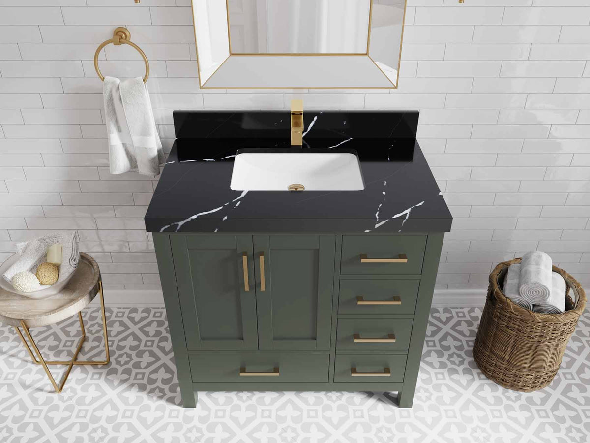 Malibu 36 in. W x 22 in. D Bathroom Vanity Center Sink - Willow Bath and Vanity