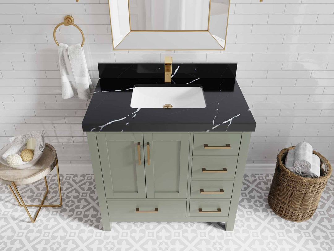 Malibu 36 in. W x 22 in. D Bathroom Vanity Center Sink - Willow Bath and Vanity