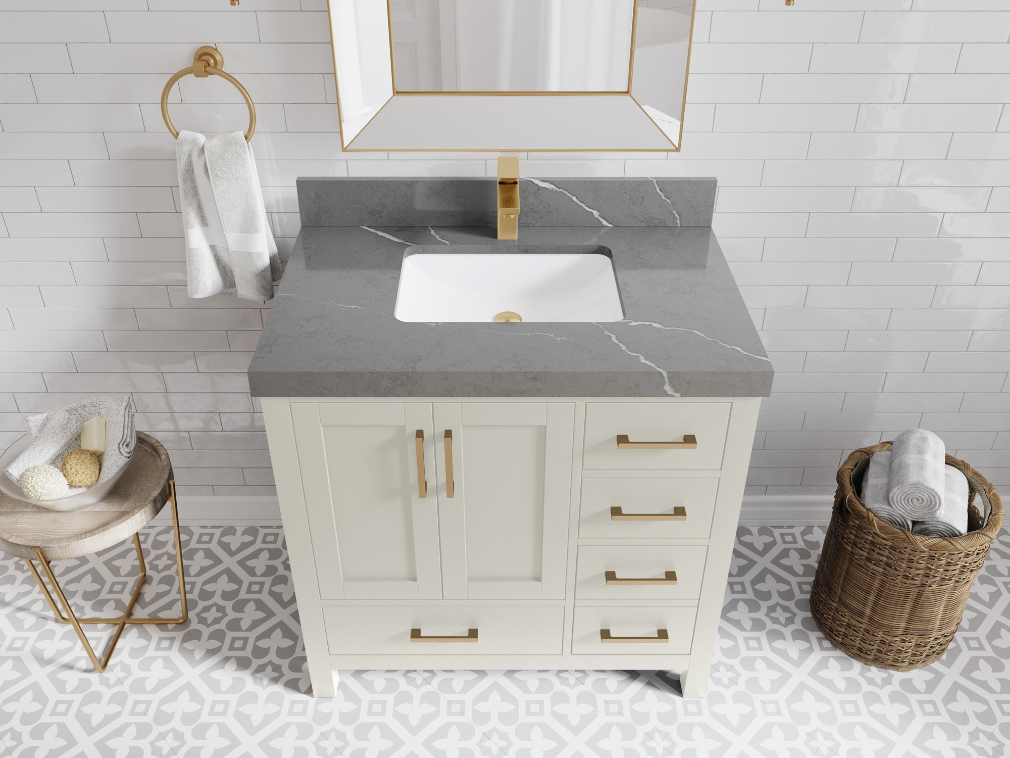 Malibu 36 in. W x 22 in. D Bathroom Vanity Center Sink - Willow Bath and Vanity