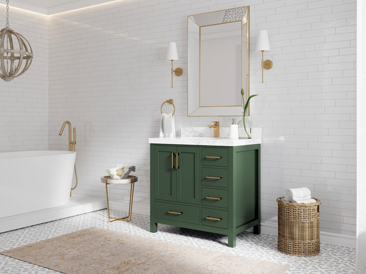 Malibu 36 in. W x 22 in. D Bathroom Vanity Center Sink - Willow Bath and Vanity
