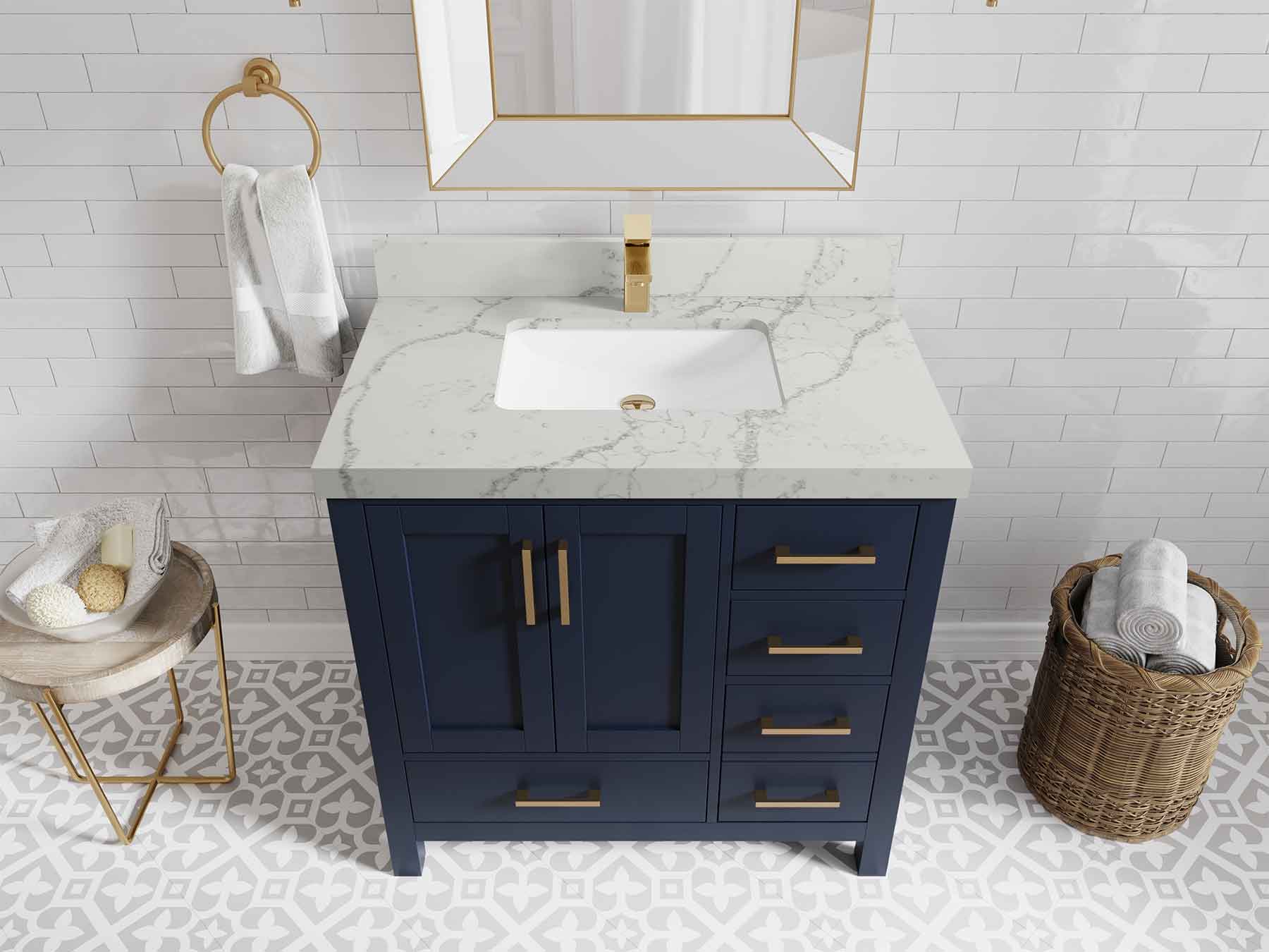 Malibu 36 in. W x 22 in. D Bathroom Vanity Center Sink - Willow Bath and Vanity