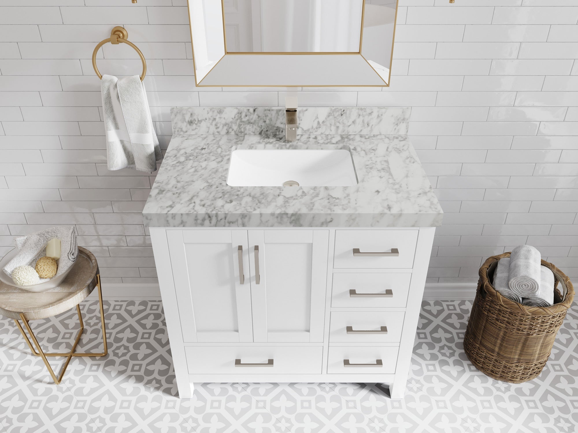 Malibu 36 in. W x 22 in. D Bathroom Vanity Center Sink - Willow Bath and Vanity
